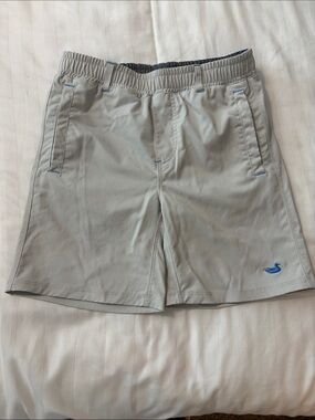 Southern Marsh Boys Khaki Shorts with Blue Logo
